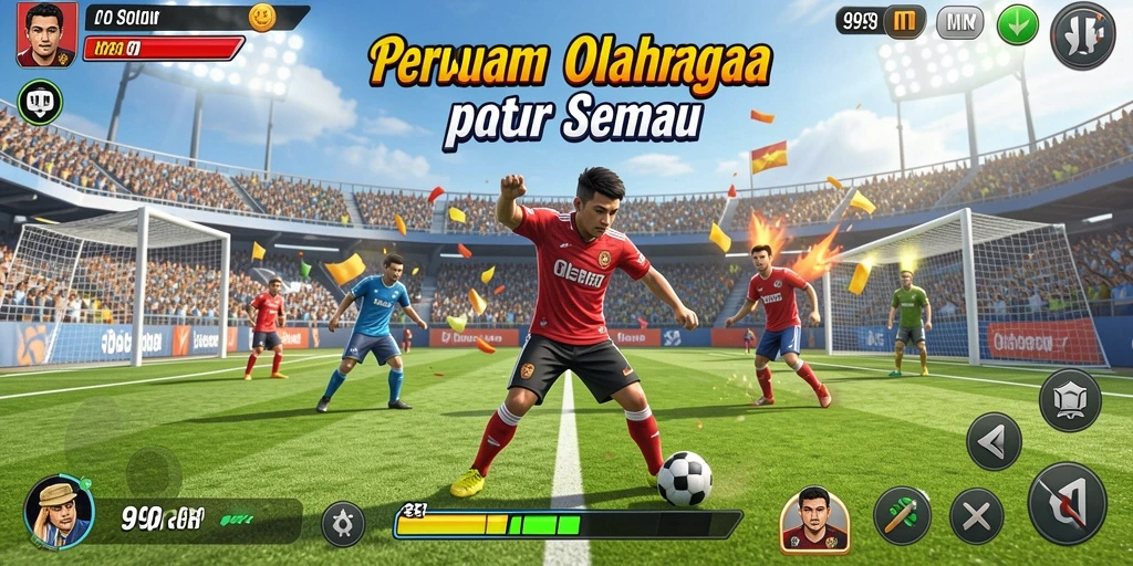 Tangkapan layar menampilkan aksi seru di lapangan olahraga.