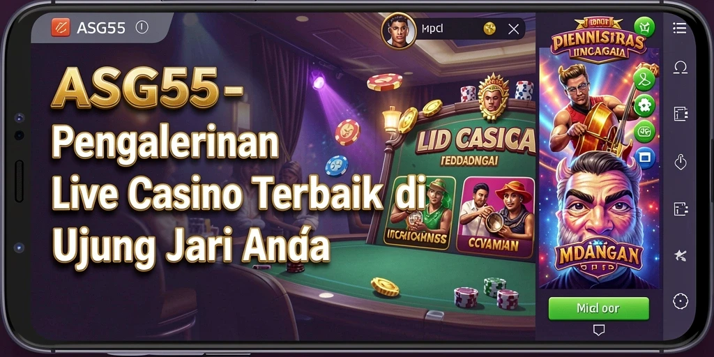 Tangkapan layar ASG55 menampilkan dealer langsung dalam permainan Live Casino.