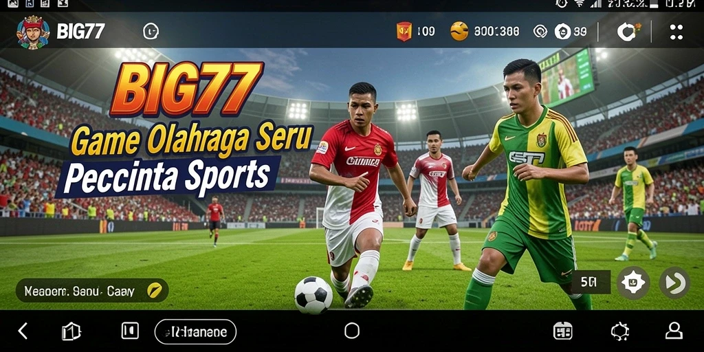 Tangkapan layar utama menampilkan aksi seru gameplay olahraga BIG77.