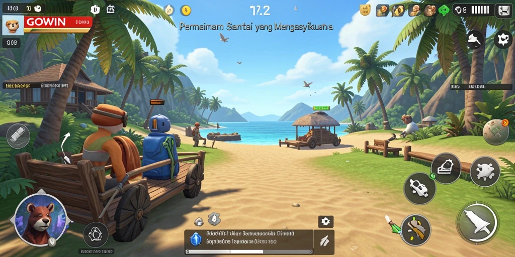 Tangkapan layar GOWIN menampilkan gameplay yang menarik dan ceria.