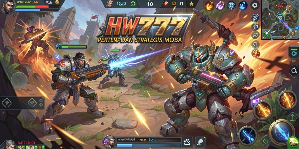 Tangkapan layar menunjukkan aksi seru dalam gameplay MOBA HW777.