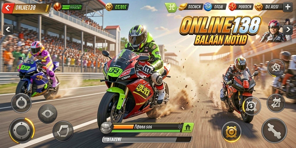 Tampilan luar biasa dari gameplay balapan motor di ONLINE138.