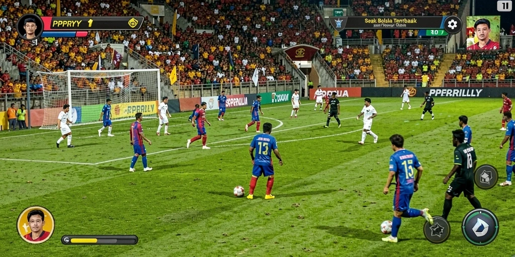 Tampilan gameplay PPRRYY menampilkan aksi sepak bola mengesankan.