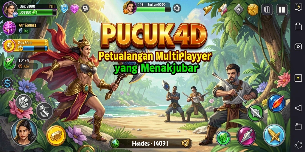 Tampilan utama gameplay PUCUK4D yang menggambarkan pertarungan seru antar pemain.