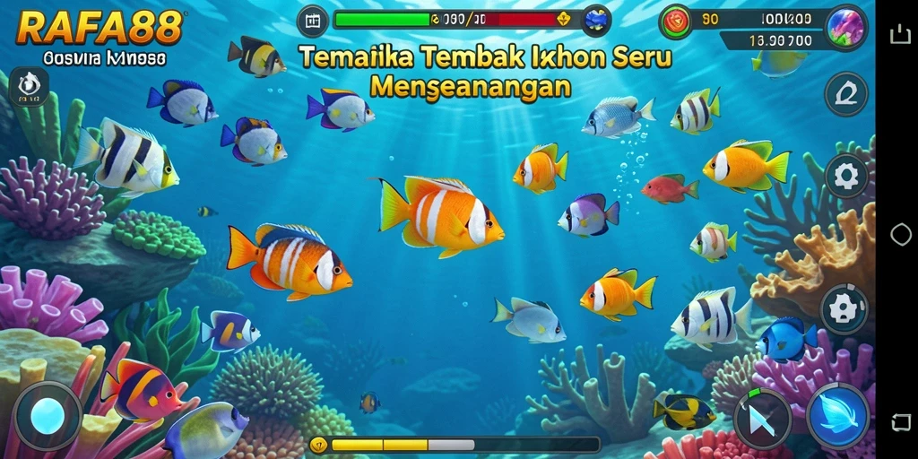 Tampilan gameplay RAFA88 yang seru dengan aksi menembak ikan.