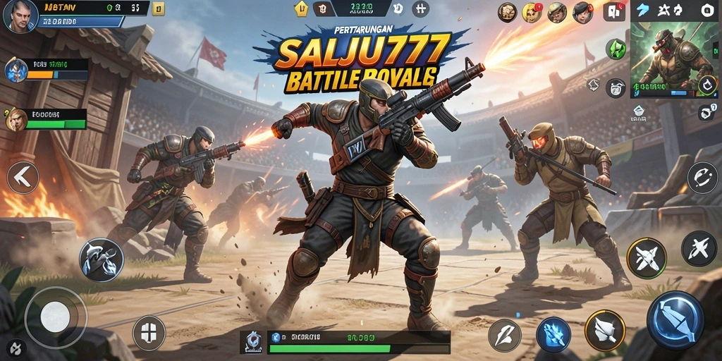 Tangkapan layar dari gameplay Battle Royale yang mendebarkan di SALJU777.