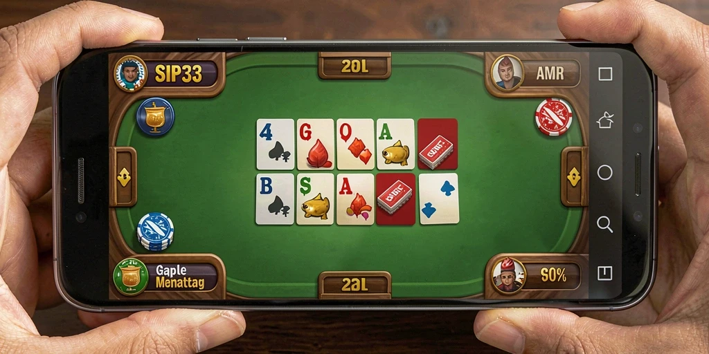 Tampilan gameplay SIP33 yang mendebarkan dalam permainan Gaple.