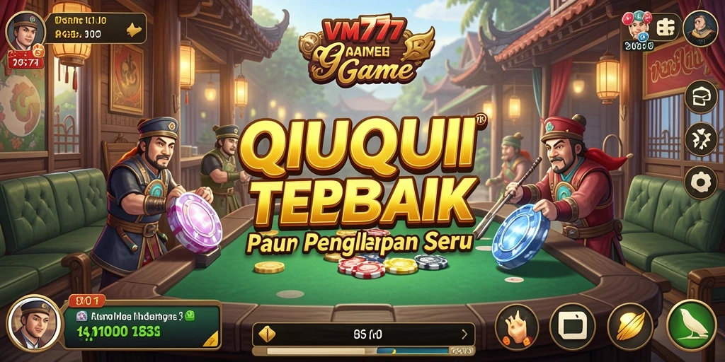Tampilan seru dari gameplay QiuQiu dalam VM777.