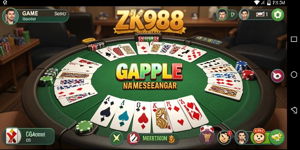Gameplay seru Gaple dalam ZK988, penuh strategi dan kesenangan.